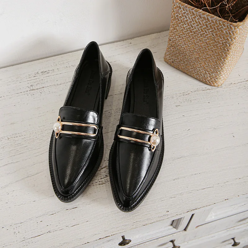 Retro Fashion Elegant Women Loafers Shoes Genuine Leather Shoes Korean Female Flats Driving Shoes Plus Size 42 Zapatos Mujer