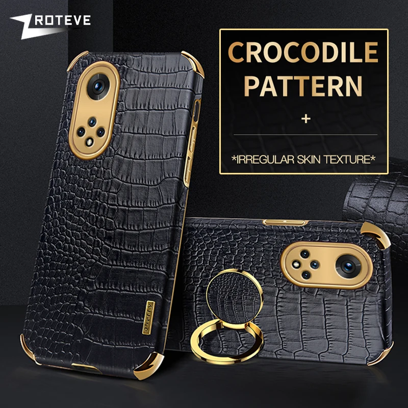 

Honor 50 Case Zroteve Crocodile Pattern Leather Ring Cover For Huawei Honor 50 70 Pro Plus + Honor50 Lite Honor70 Phone Cases