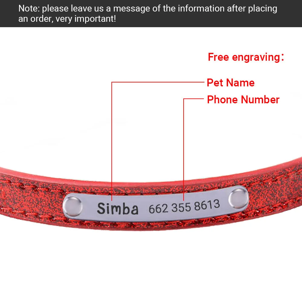 Шикарный кожаный ошейник для кошек именной воротник маленькая собака щенок