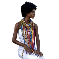 2022 african ankara necklaces wax print fabric colorful necklace shawl african ankara handmade necklace tribal jewelry sp016