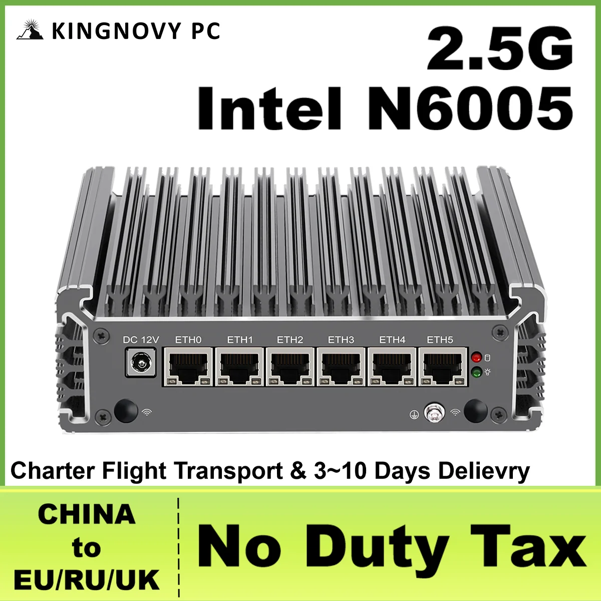 

2.5G Soft Router Pentium N6005 Intel i225V 2500M LAN 6*Ports Firewall Mini PC 2*DDR4 NVMe SSD pfSense OPNsense VMware RS232 COM