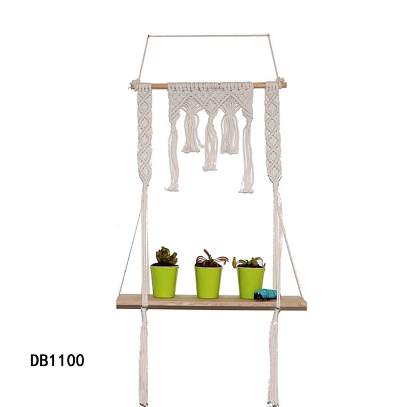 

JFBL Hot Woven Tapestry Shelf Boho Wall-Mounted Shelf Macrame Handmade Cotton Rope Shelf Wall Decoration For Bedroom Office