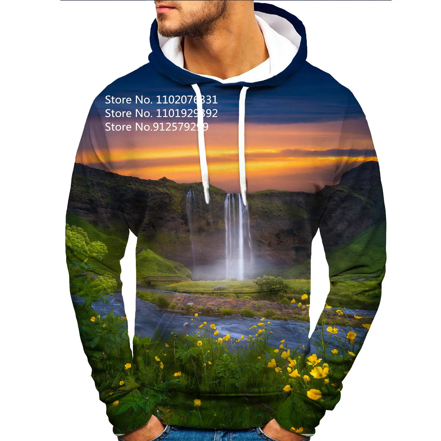 2023 Vacation Travel Scenery 3D Hoodie Men/Women Waterfall Printing Sweatshirts Funny Shirt Harajuku Pullover