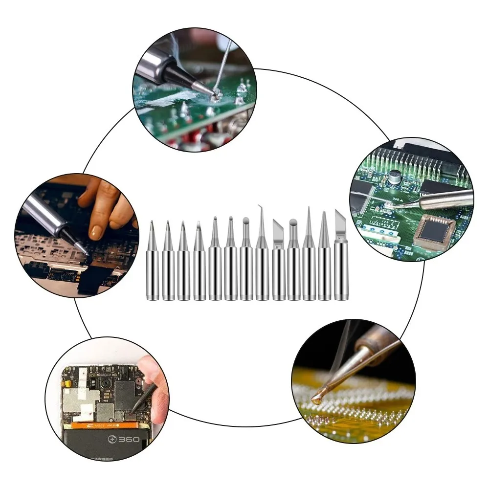 

5pcs 900M-T Copper-iron Copper Soldering Iron Tips Lead-free Welding Solder Tools For Correction Of Bridging And Drag Soldering