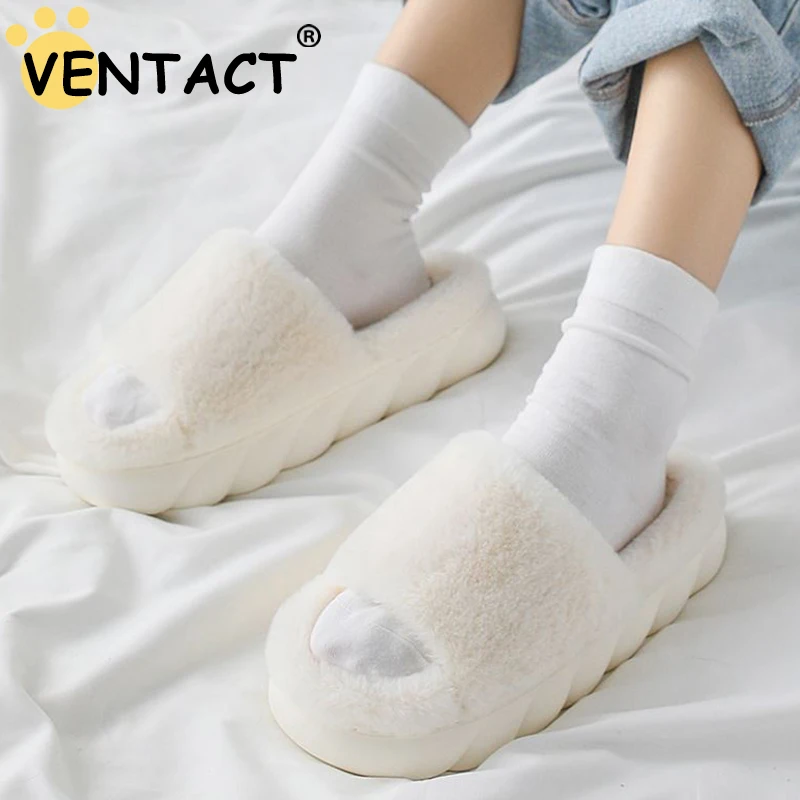 

Женские зимние тапочки VENTACT на толстой подошве, плюшевые меховые теплые тапочки, модные домашние повседневные дамские уличные тапочки