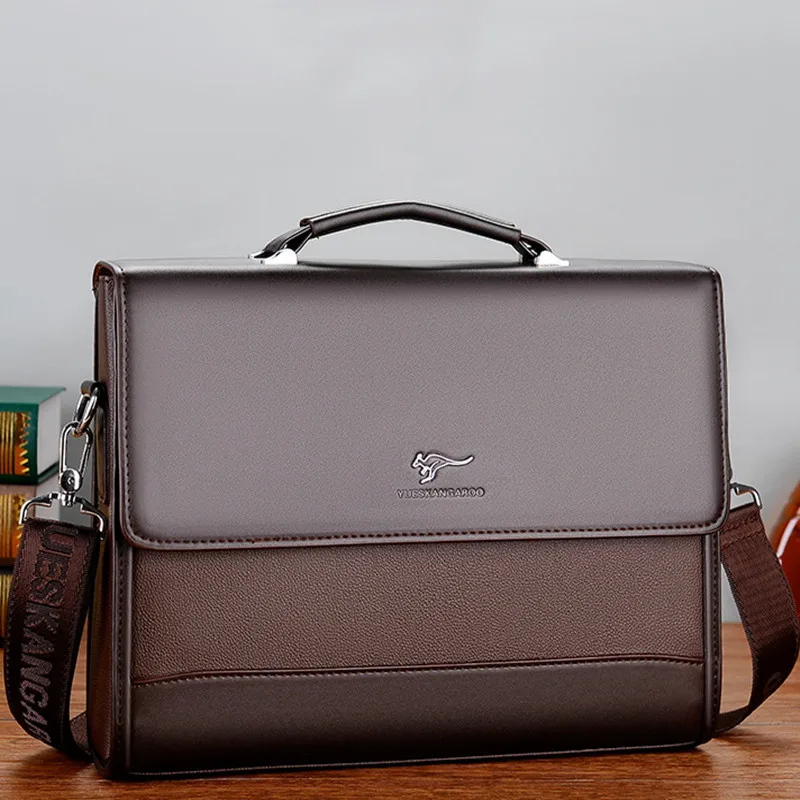 Vintage PU Leather Men Briefcase Bag Executive Handbag For D