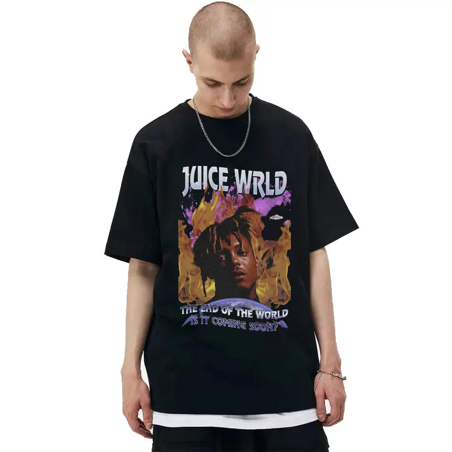 

Rapper Juice WRLD Print Pattern Short Sleeve Tshirt Men Women Comfortable All-match T-shirt Man Oversized Hip Hop T Shirts Tops