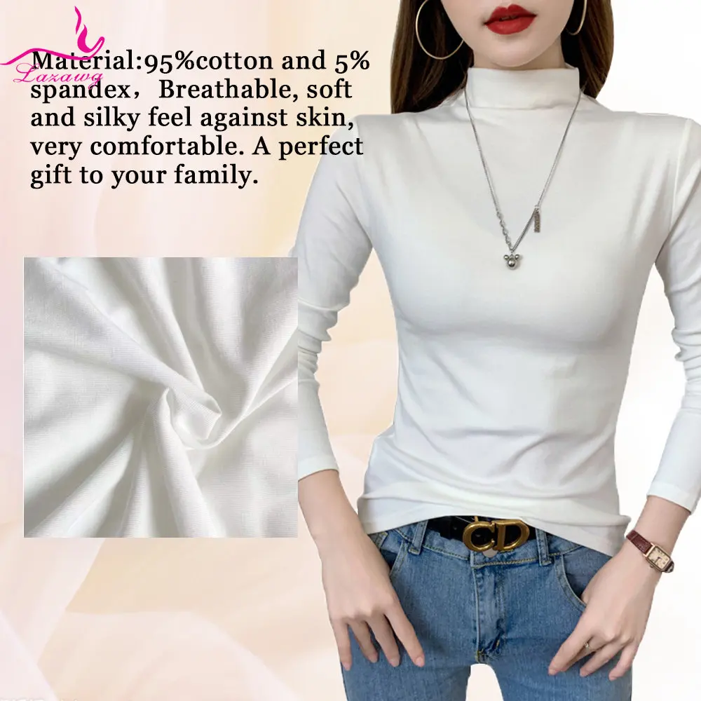 LAZAWG Turtle Necks for Women Mock Neck Top Long Sleeve Casual Undershirts Lightweight Base Layer Shirts Suitable for Daily Wear