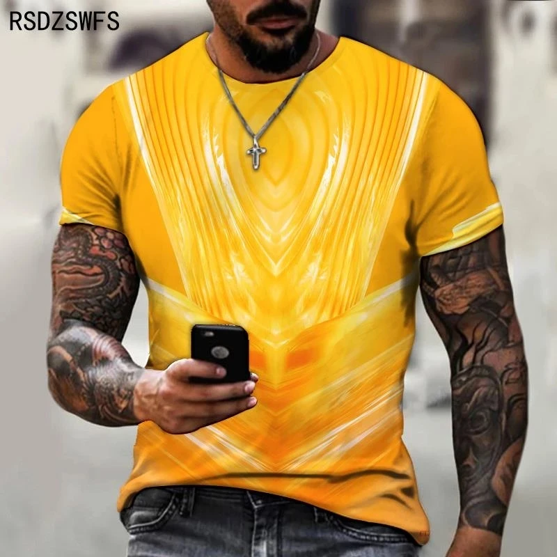 

New Design Summer MenT-shirt Texture Line Symmetrical 3D Printing T-shirt Fashion Casual Short Sleeve Top size XXS-5XL