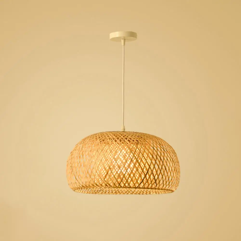 

LED Chandelier 1 Set Eye-catching Flicker-Free Smooth Edge Hanging Rattan Woven Pendant Lamp Fixture for Household