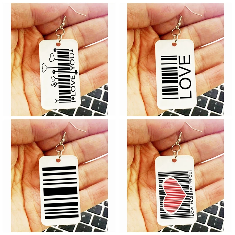 

Acrylic Earrings New lOVE YOUR Earrings love truly barcode earring