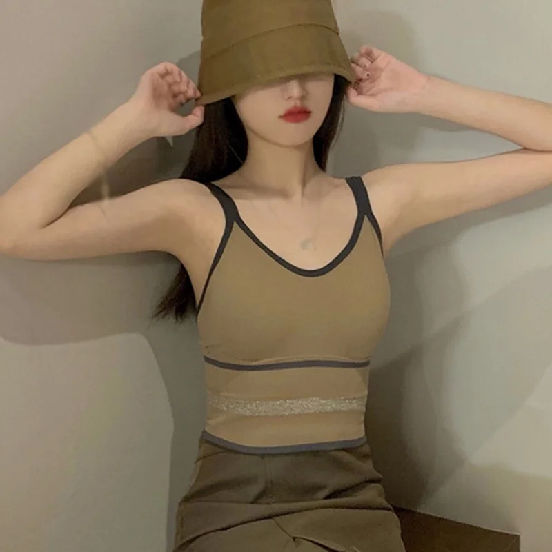 

Summer Fashion Women Sexy Tanks Slim Beauty Back Camisole Silver Outer Wear Tops Sleeveless Ladies Good Quality Sports Tank Top