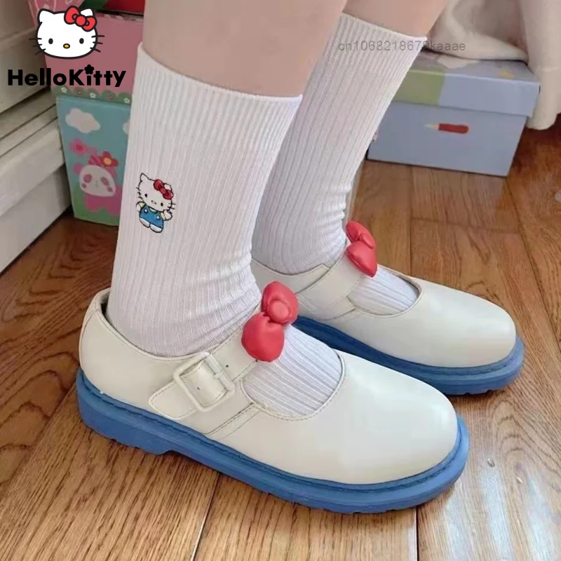 

Sanrio Hello Kitty Socks Breathable Cotton College Style Short Stockings White Medium Tube Socks Women Y2k Girl Cute Korean Sock