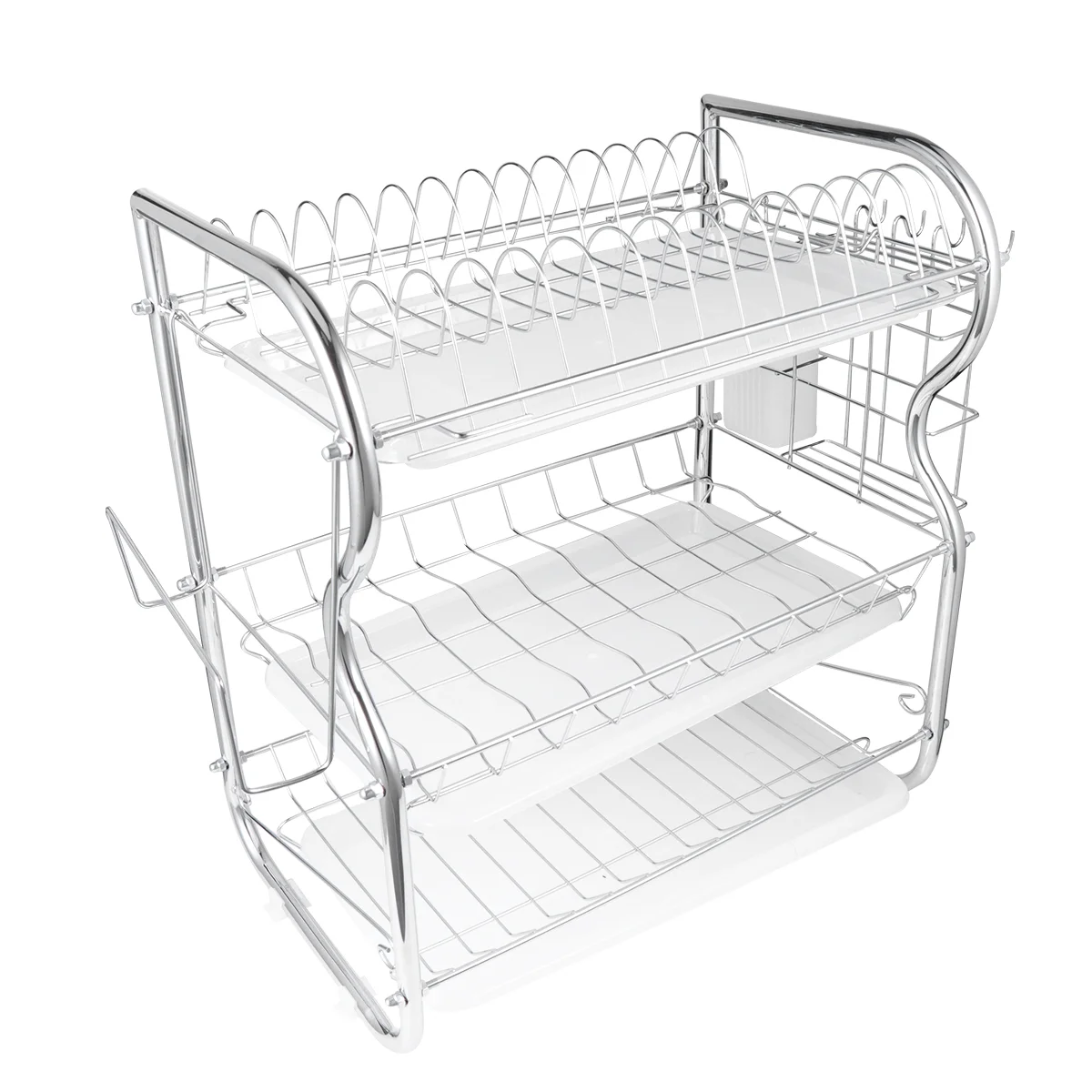 

Plates Storage Holder 3 Layer Dish Drainer Kitchen Utensils Organizer Cutlery Rack