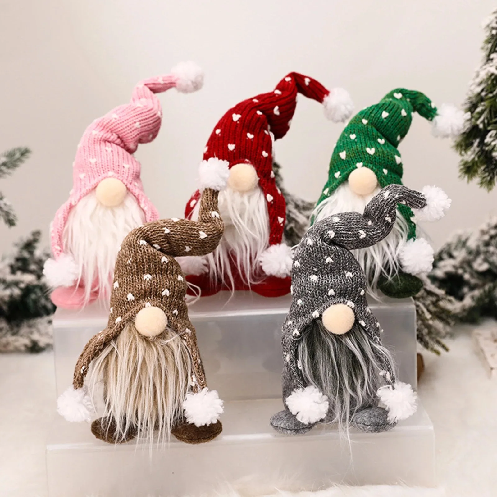 

New Rudolph white beard faceless Doll Christmas Nordic forest man knitted hat sitting doll Decoration Christmas Children gift