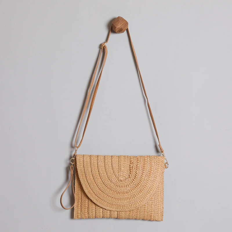 

Summer Holiday Beach Crossbody Messenger Bag Vintage Straw Shoulder Bags Hand Knitting Handbags For Women Phone Bag