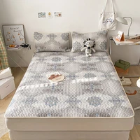 european summer sleeping bed mat set flower bed mattress cover set silky latex cool summer bed sheet with pillowcase queen bed