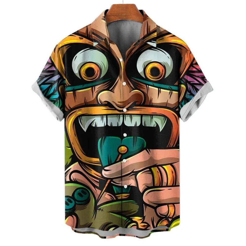 

2022 Eu Size Cotton Skull 3d Hawaiian Shirt Man Oversized Summer Casual Men's Shirts Streetwear Beach Male Shirt Short Sleeve