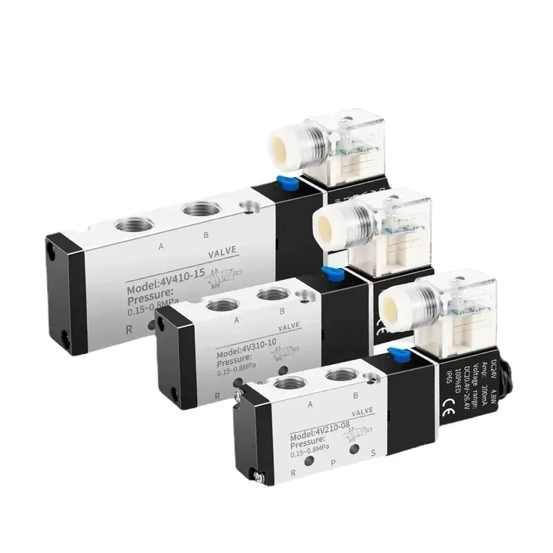 

4V110-06 4V210-08 4V310-10 4V410-15 Электромагнитные 2-позиционные 5-ходовые пневматические воздушные клапаны 1/4 DC12V DC24V Электромагнитный клапан 5/2