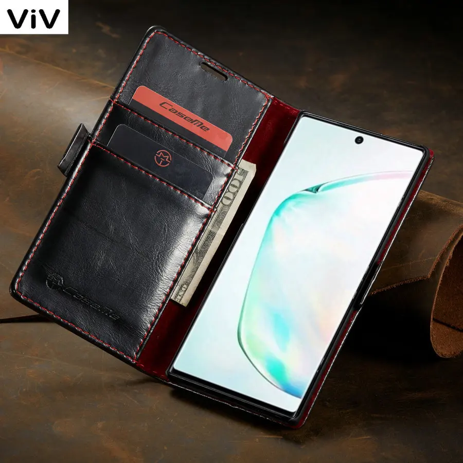 

CaseMe Luxury Leather Case For Samsung Note 10 Case Magnetic Card Wallet Cover For Samsung Galaxy Note 10 Plus Flip Phone Cover