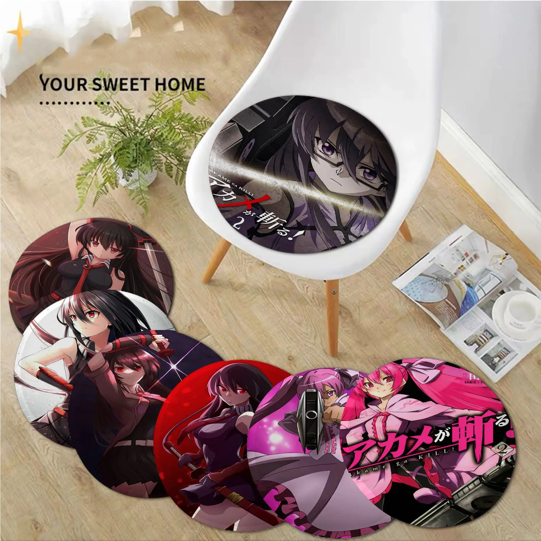 

Akame Ga KILL Four Seasons Stool Pad Patio Home Kitchen Office Chair Seat Cushion Pads Sofa Seat 40x40cm Sofa Decor Tatami