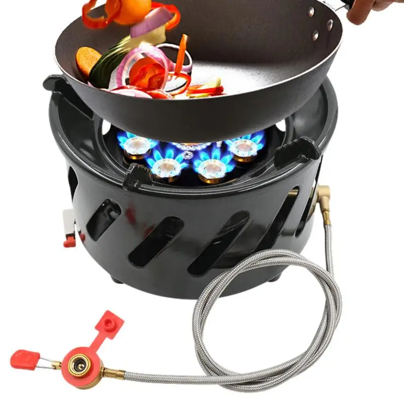 

Camping Stove Windproof 9-Head Powerful Burner Stove With Windscreen 19800W Cooking Tools For Outdoor Backpacking Hiking Picnic