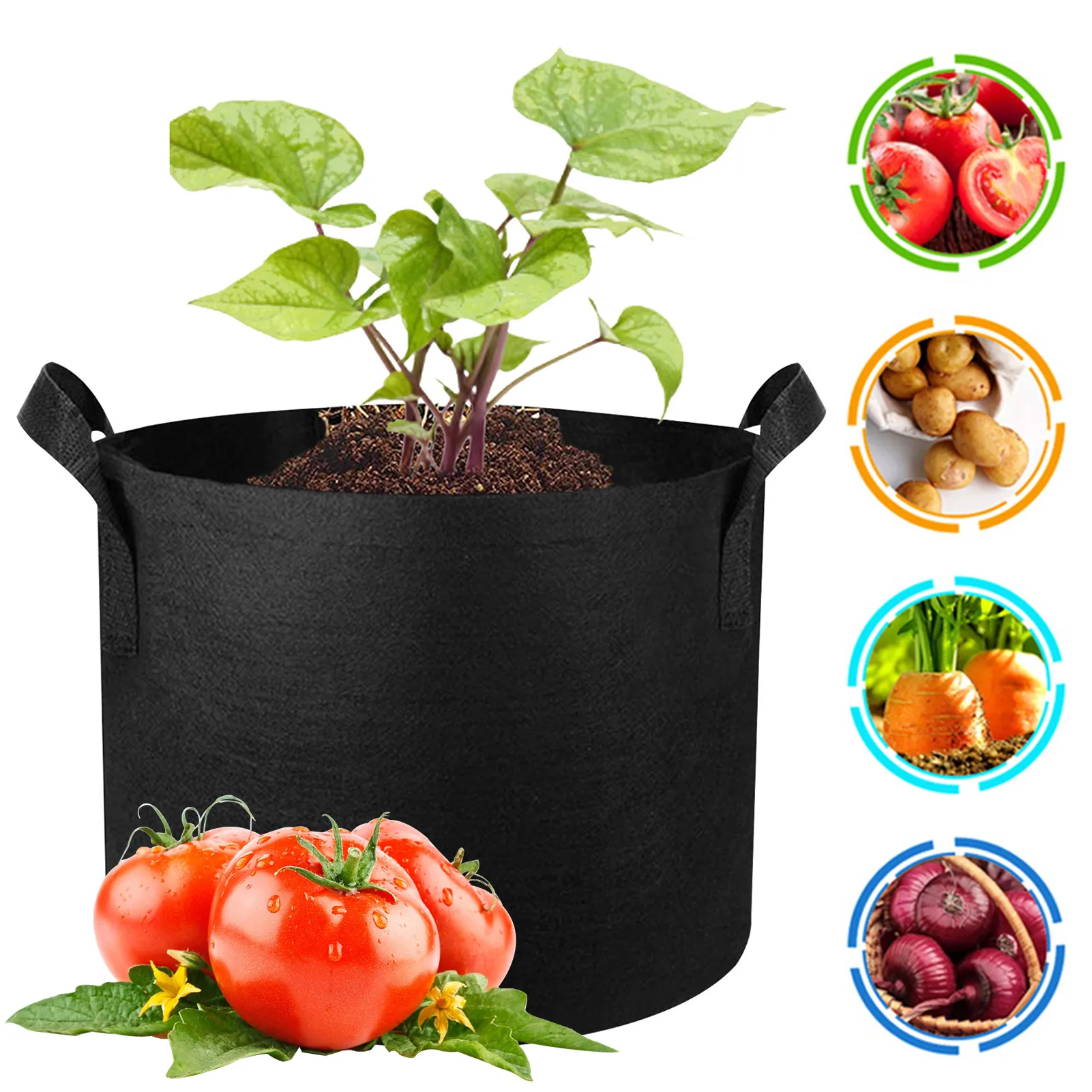 

Fabric Grow Bags Heavy Duty 300G Thickened Nonwoven Plant Fabric Pots With Handles For Outdoor Potato Tomato And Vegetables