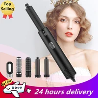 newest hair dryer 5 in 1 electric hair comb negative ion straightener brush blow dryer airwrap curling wand detachable brush kit