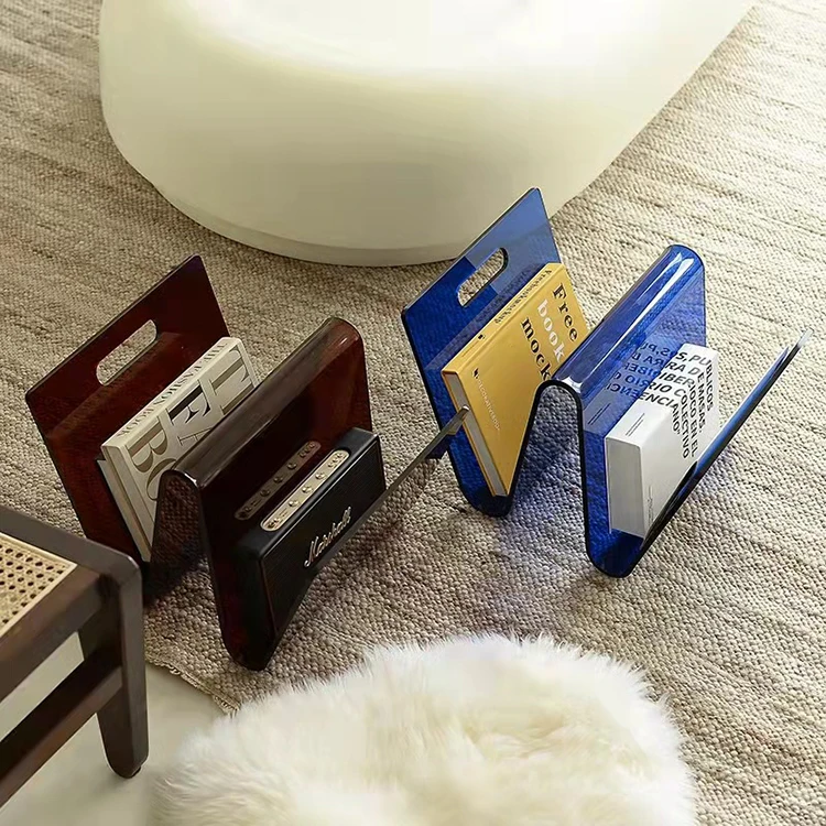 

Acrylic Bookshelf Storage Rack Decoration Desk Shelves Creative Portable Book Stand