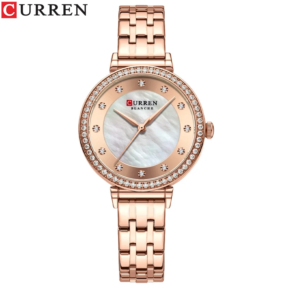 

Curren Exquisite Women's Quartz Watch Casual Business Rhinestone Silver Gold Watch With Stainless Steel Strap Calendar