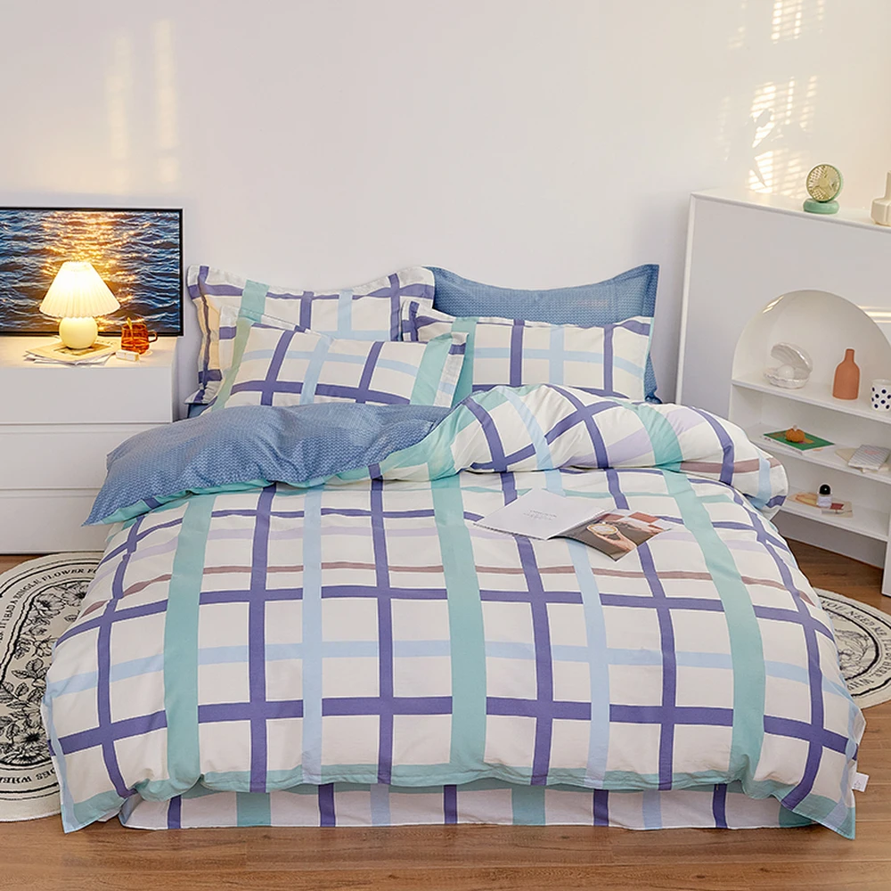 

Svetanya Cotton Linens Sheet Pillowcase Duvet Cover Set Print Bedding Sets Queen Double Single King Family Size