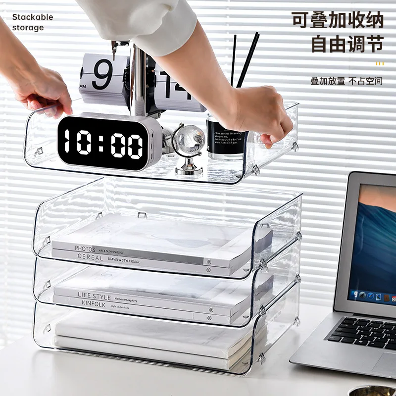 

Transparent Desktop Storage Box A4 Paper Stationery And Miscellaneous Storage Rack Drawer Style Office Organizing And Storing Bo