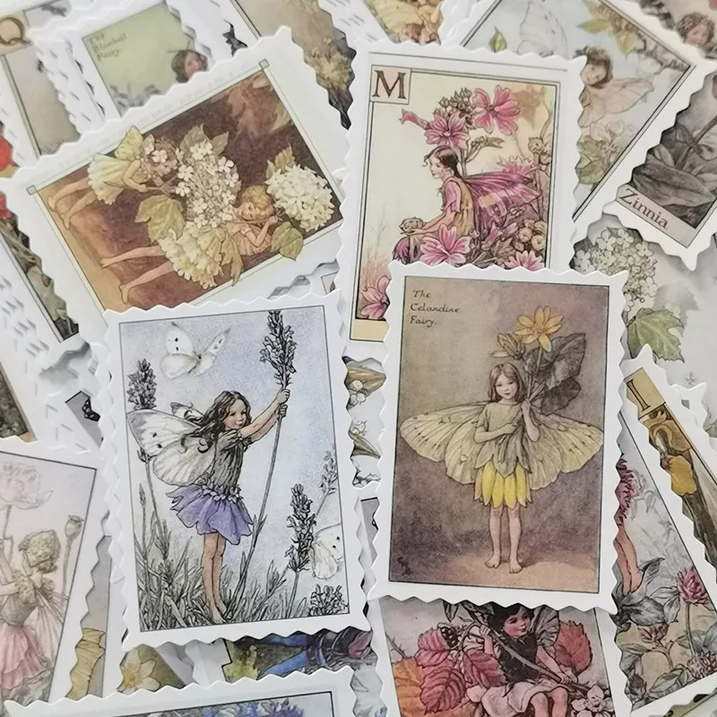 100pcs/box Vintage Flower Fairy Kawaii Stationery Stickers Retro Diary Decorative Stamp Stickers Scrapbooking Jounal Craft DIY