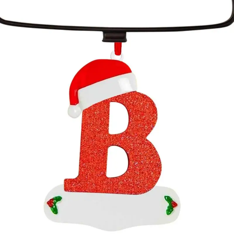 Christmas Tree Letters 2D Acrylic Letter Pendant With Red Hat Christmas Theme Letter Stocking Tags Holiday Ornament For Wreath