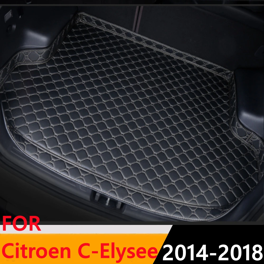 

Sinjayer Car Trunk Mat Waterproof AUTO Tail Boot Carpets High Side Cargo Carpet Pad Liner Fit For Citroen C-Elysee 2014 15-2018