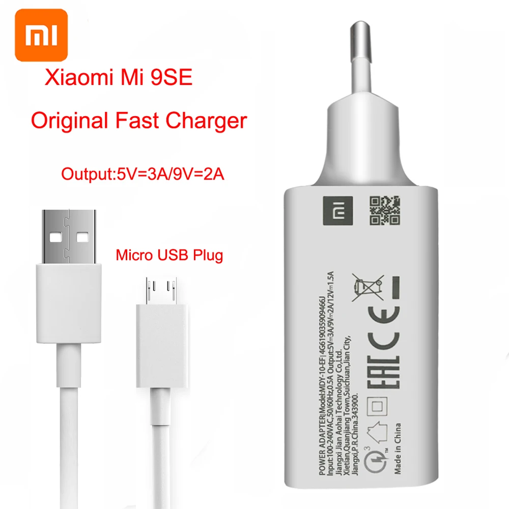 

Original Redmi Note 7 QC3.0 Quick USB Wall Charger Micro USB Cable Fast Charge For Mi 9 8 SE CC9 A3 Mix2 Redmi Note 7 6 5 4