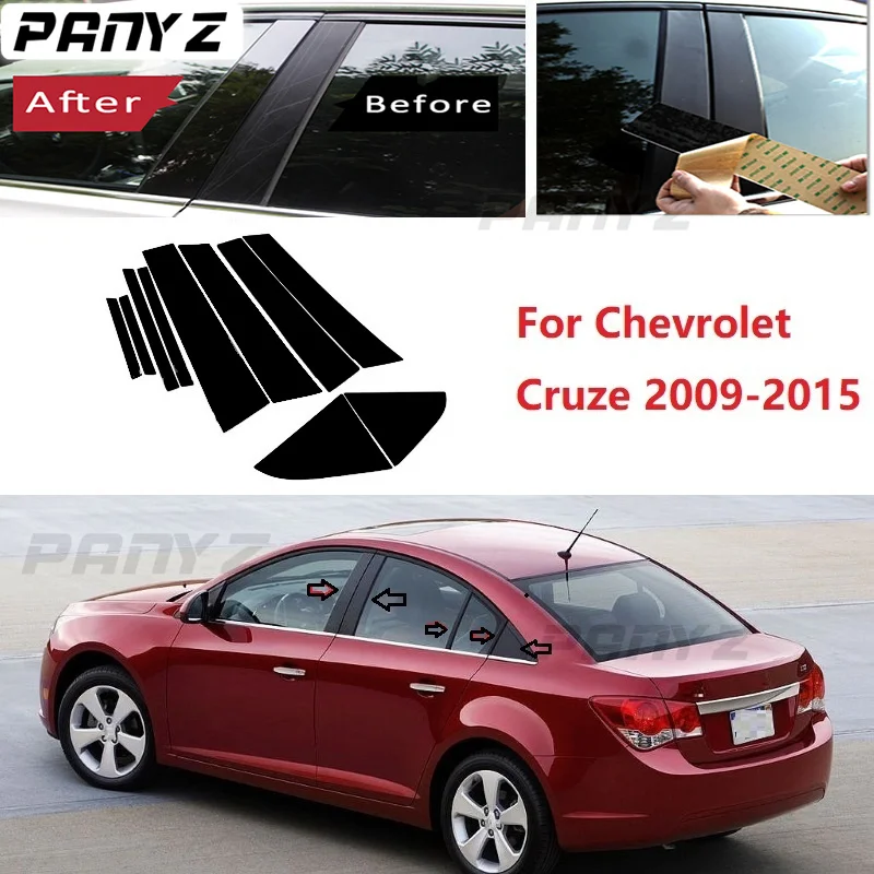 10 шт. полированные столбики для Chevrolet Cruze 2009-2015, обшивка для окон, наклейка на колонку BC