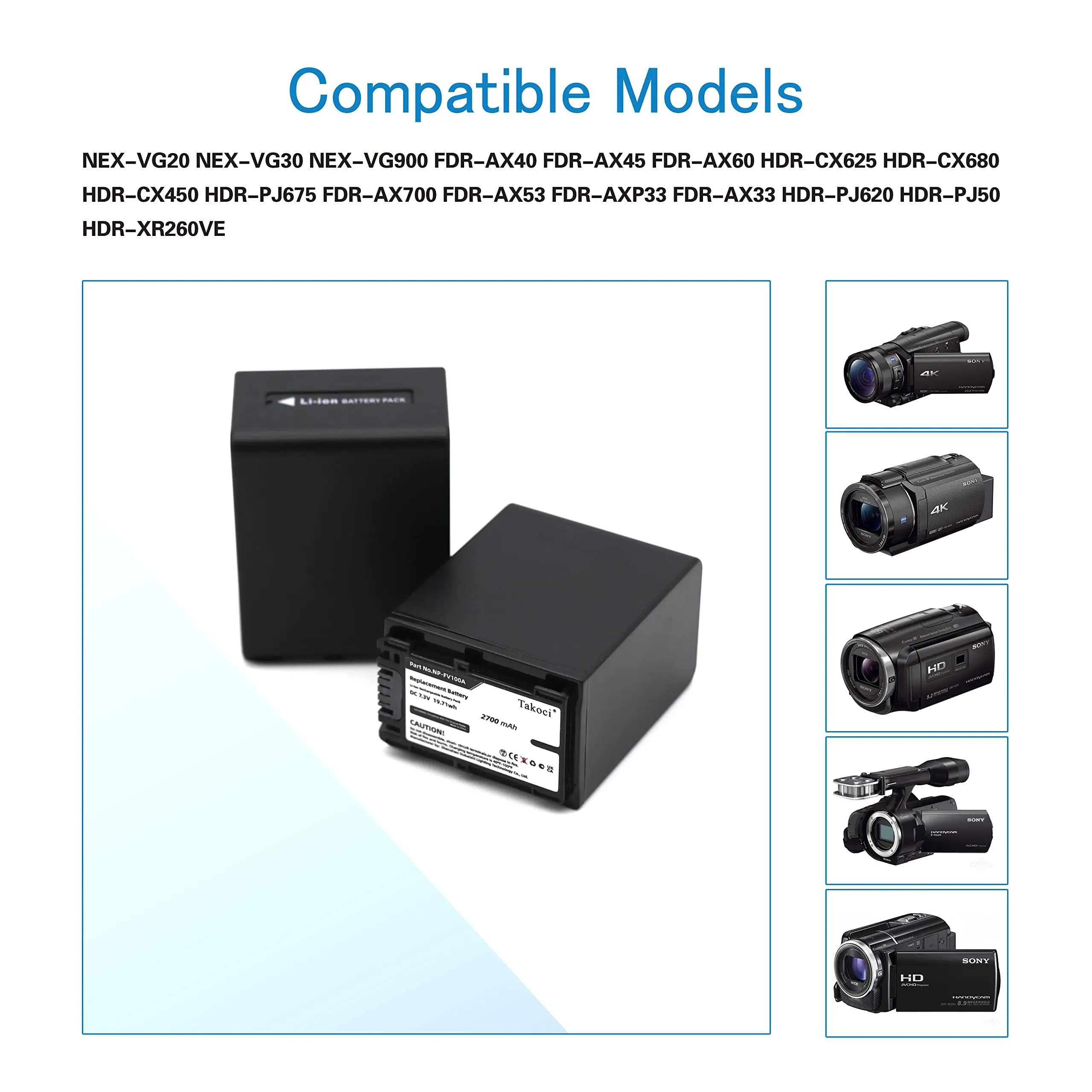 Батарея для Sony FDR-AX33 FDR-AX40 FDR-AX45 FDR-AX53 FDR-AX60 FDR-AX700 FDR-AXP33