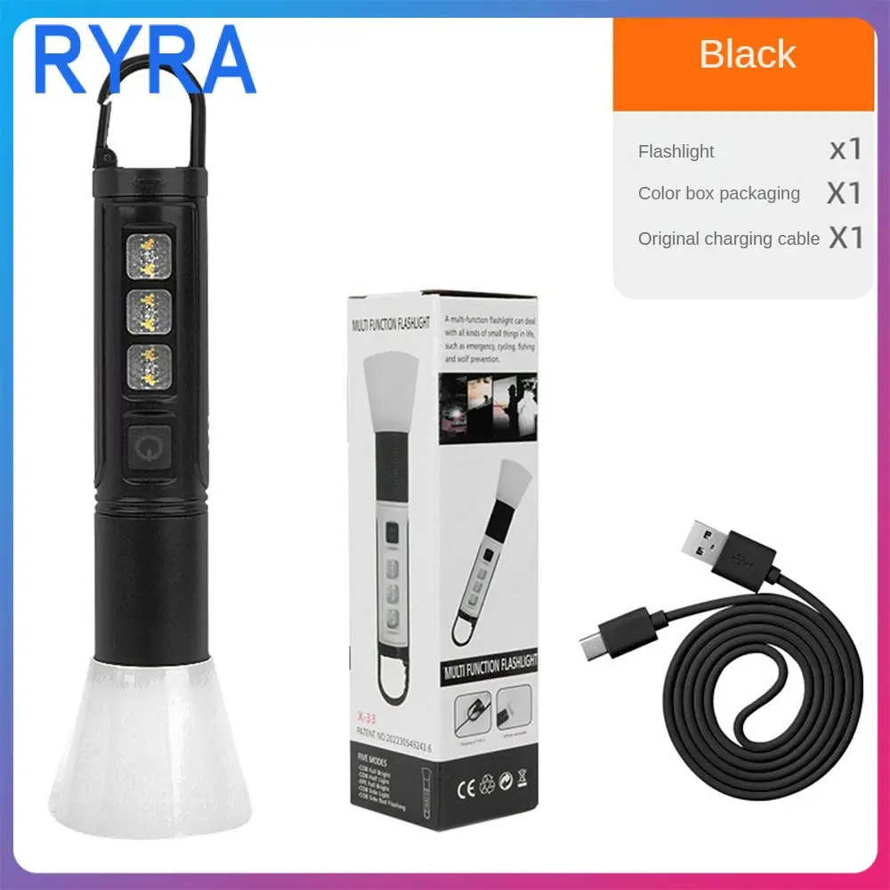 

Abs Ultra-light Material Camping Flashlight Black Powerful Torch Life Waterproof Usb Charging Multifunction Flashlight