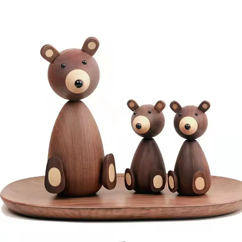 

Wooden Bear Ornament, Walnut Bear Decoration,Delicate Bear Model For Display,Sabini Made Nordic Bear Gift for kids and Friends