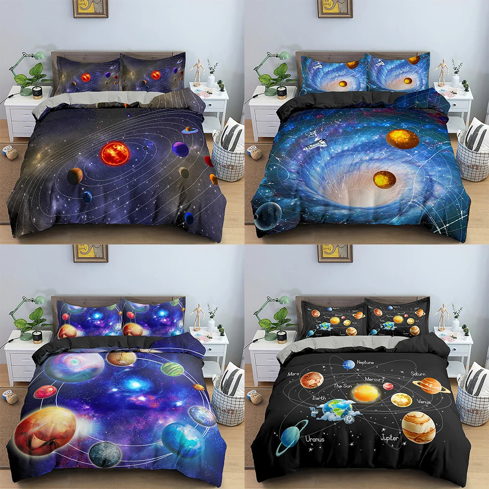 

Комплект постельного белья из 2/3 предметов с 3d-изображением планеты Галактики, пододеяльник, Психоделическое пространство, пододеяльник дл...