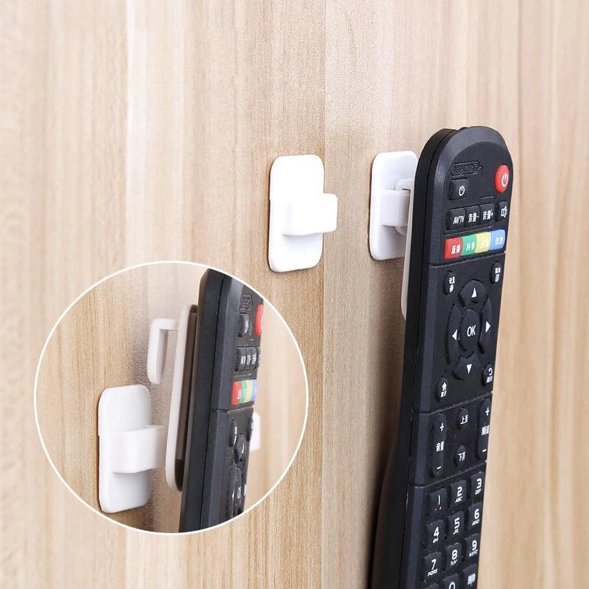 

2 pair Multifunctional Adhesive Type Remote Controller Wall Hook Nail Free Traceless Strong Adhesive Hook Various Remote Control