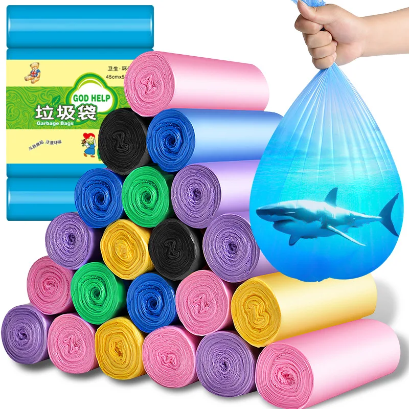 

100pcs Portable Household Garbage Bag Thickened Environmentally Kitchen Garbage Bag Color Disposable Garbage Bags