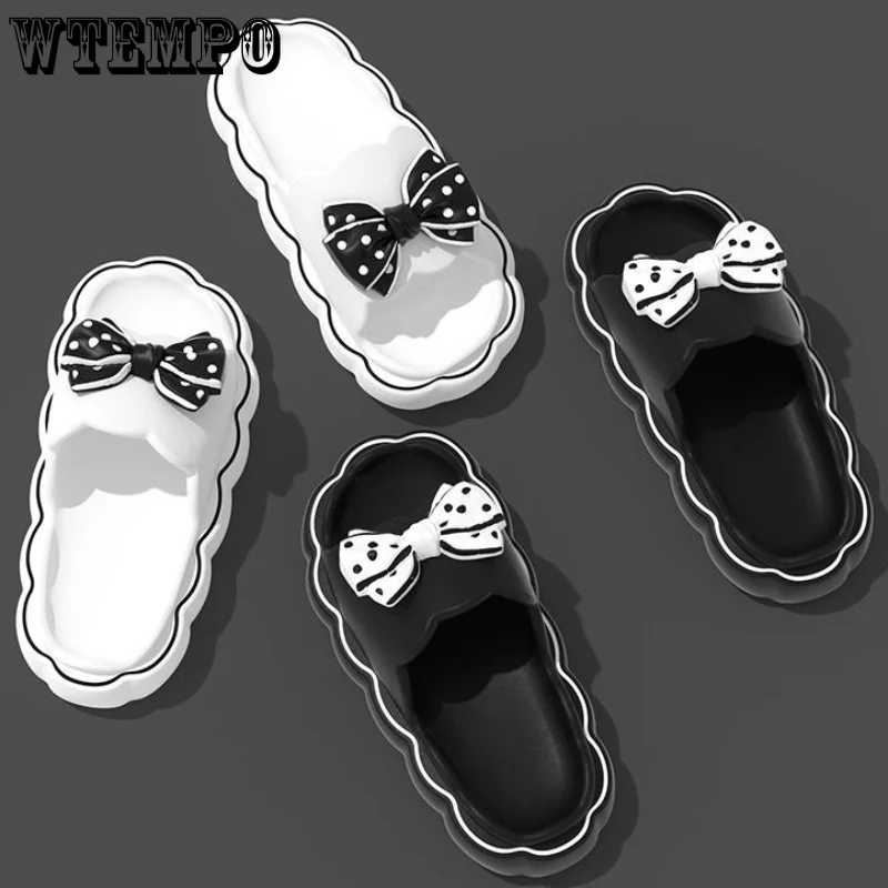 WTEMPO Bow Slippers Lightweight Summer Women Thick Beach Slides Anti-Slip Soft Sandals Fashion Ladies Cloud Shoes Wholesale