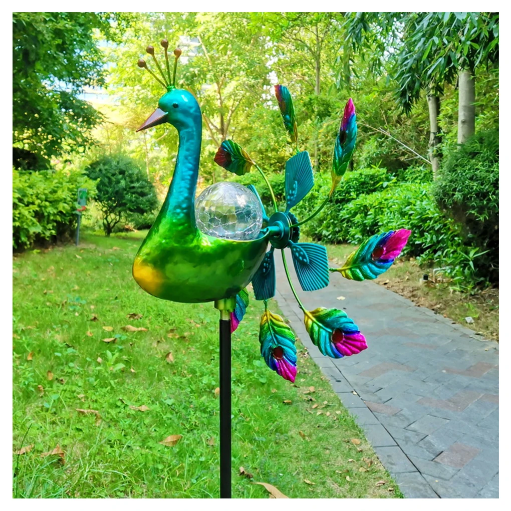 

Solar Powered Animal Shaped Light Windmill Stress Relief Backyard Wind Spinner Stake Lamp Ball Lampshade Decoration
