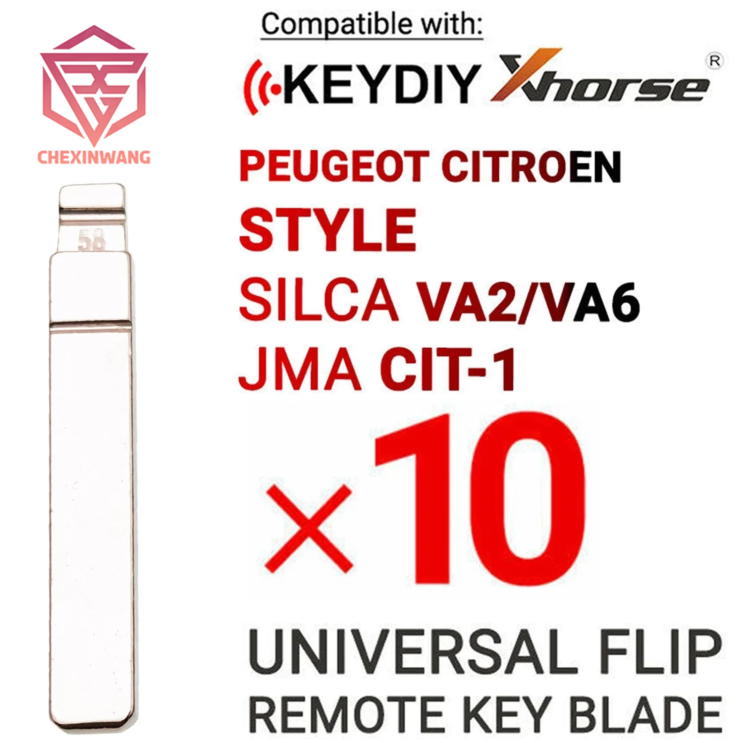 

10Pcs/Lot 58# VA2 Metal Uncut Blank Flip Remote Key Blade For Peugeot Citroen Renault for keydiy KD xhorse VVDI JMD