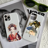 japanese geisha culture pattern phone case candy color for iphone 6 7 8 11 12 13 s mini pro x xs xr max plus