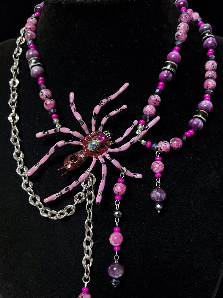 

Ожерелье в стиле панк для женщин Y2K, аксессуары, ожерелья в готическом стиле, подкульптура паука, ювелирные изделия ручной работы, модные аксессуары для женщин