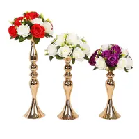 Gold Metal Candle Holders Flowers Vase Candlestick Centerpieces Road Lead Candelabra Centerpieces Wedding Party DIY Decoration