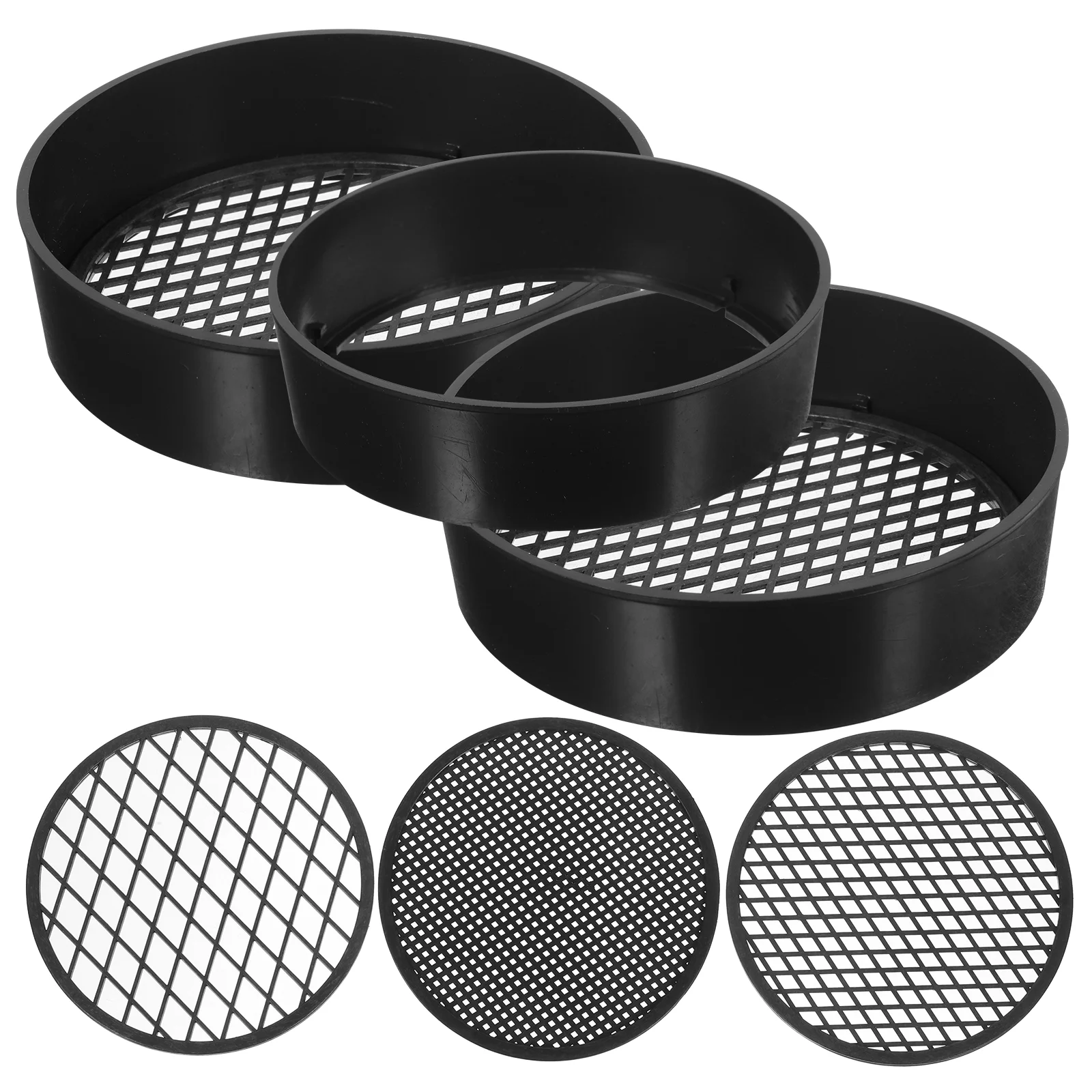 

3 Sets Soil Sieve Gardening Tool Teaching Instrument Manual Plastic Sifting Classifier